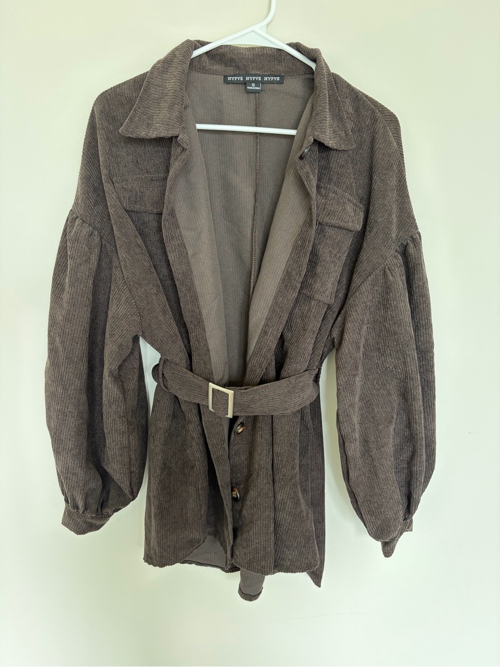 Free People Taupe Corduroy Belted Trench Waist Jacket